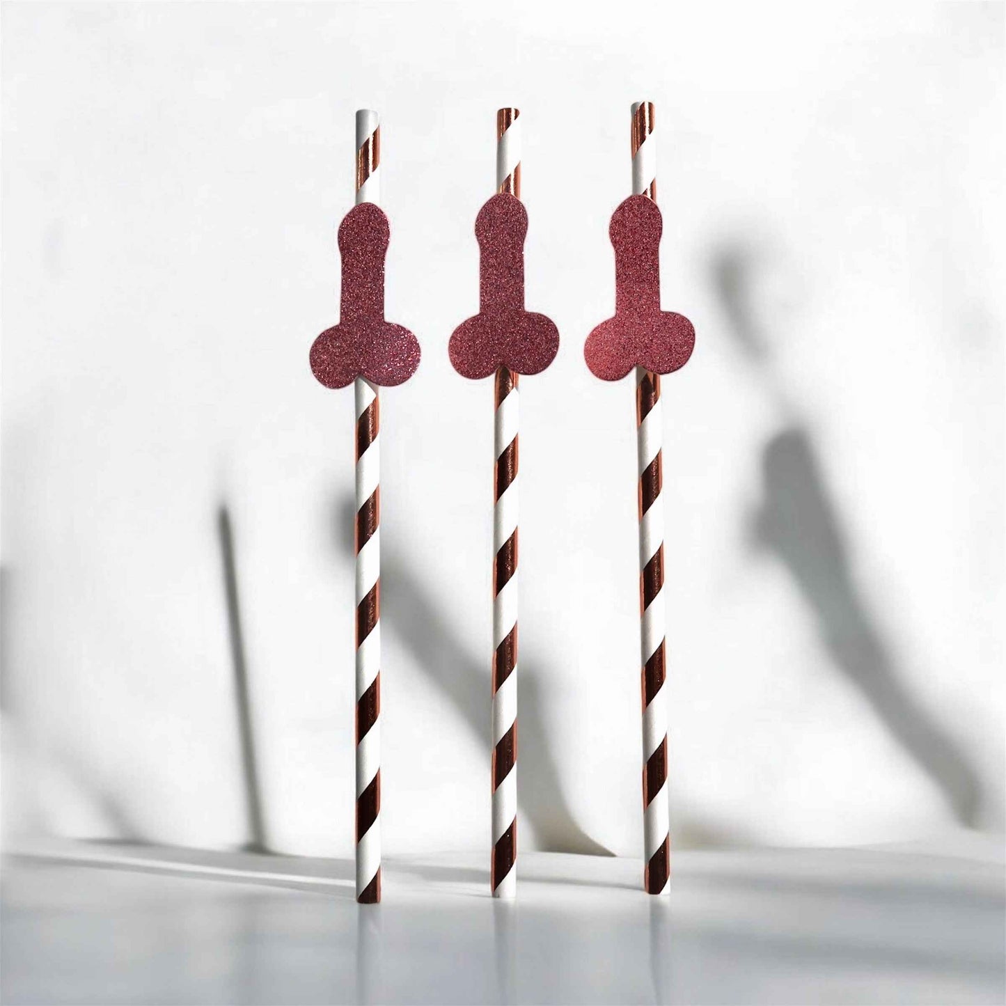 Pack of 10 Rose Gold Willy Straws