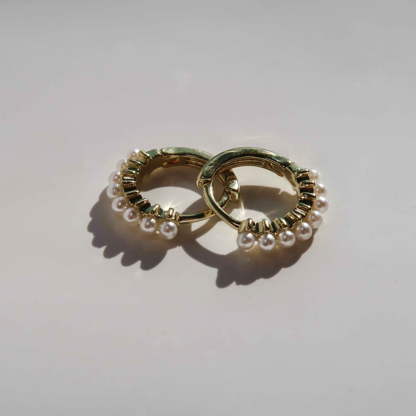 Gold Plated Pearl Hoop Earrings