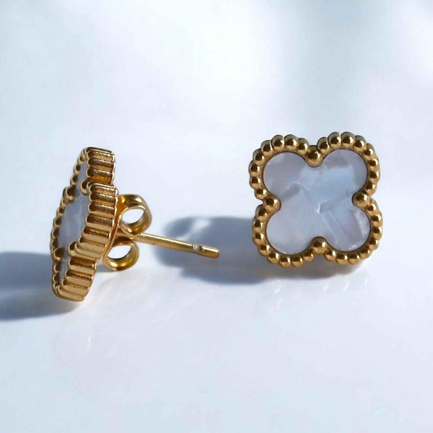Gold Plated Clover Stud Earrings