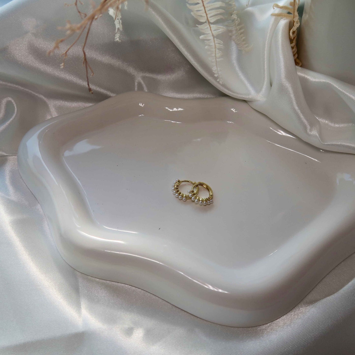 Gold Plated Pearl Hoop Earrings
