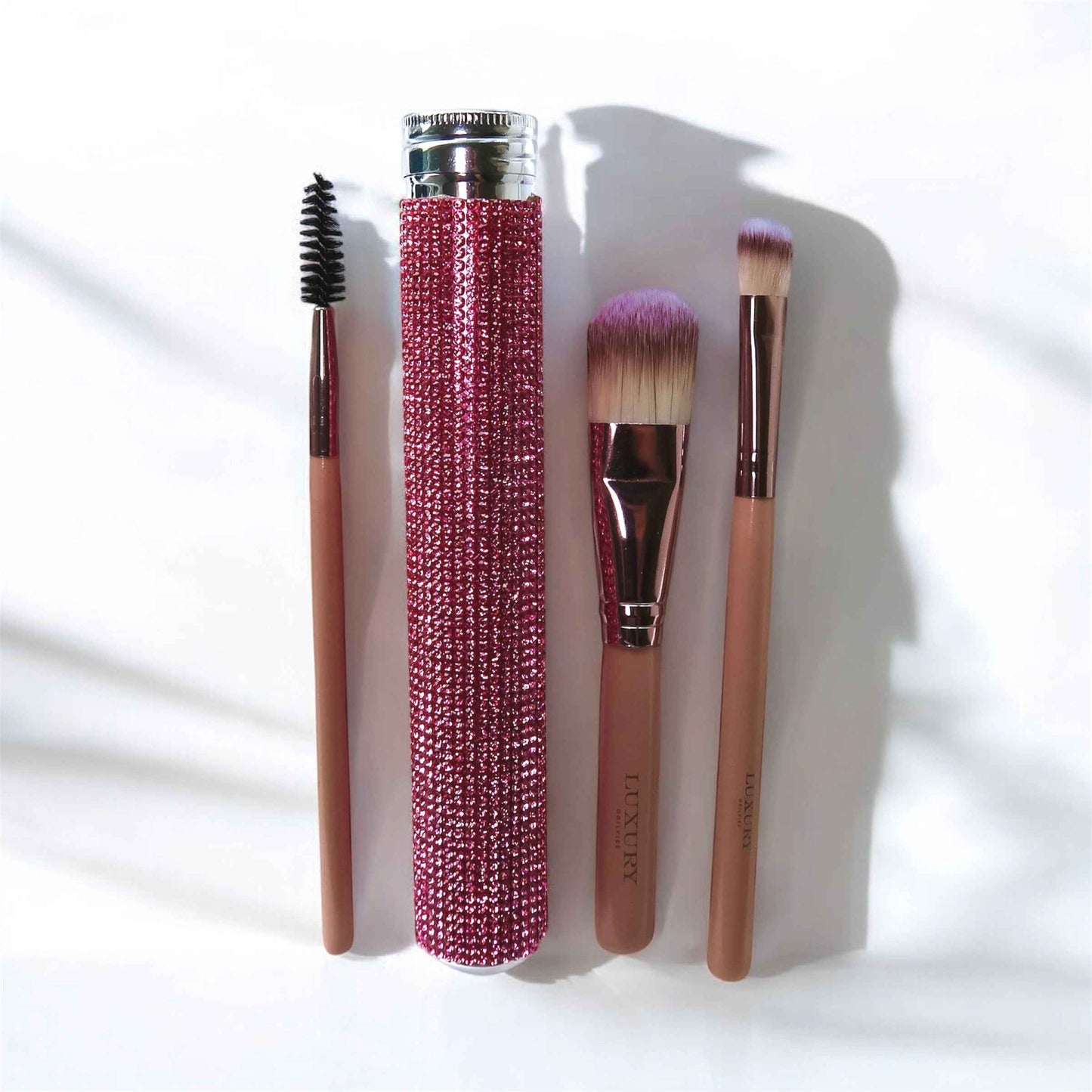 Bling 3-Piece Makeup Brush Set - Pink