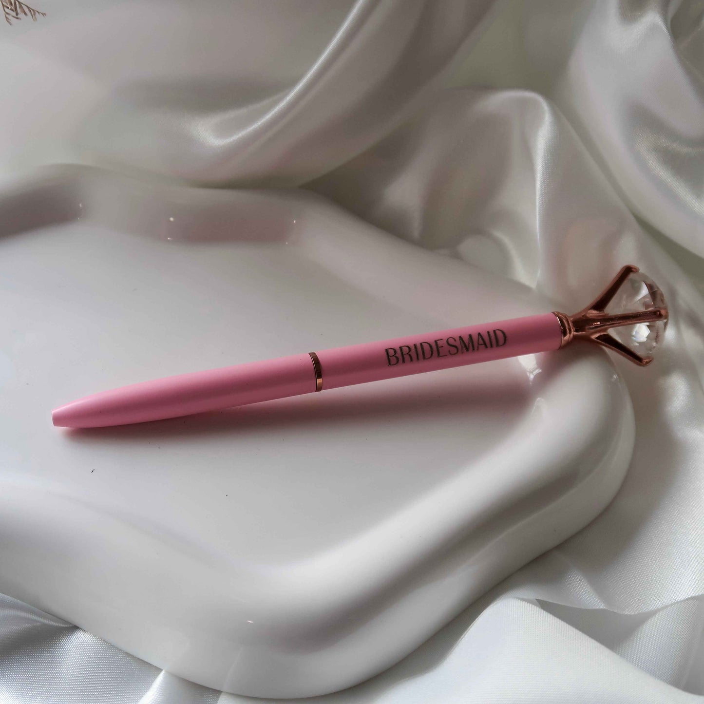 Pink Bridesmaid Diamond-Top Pen