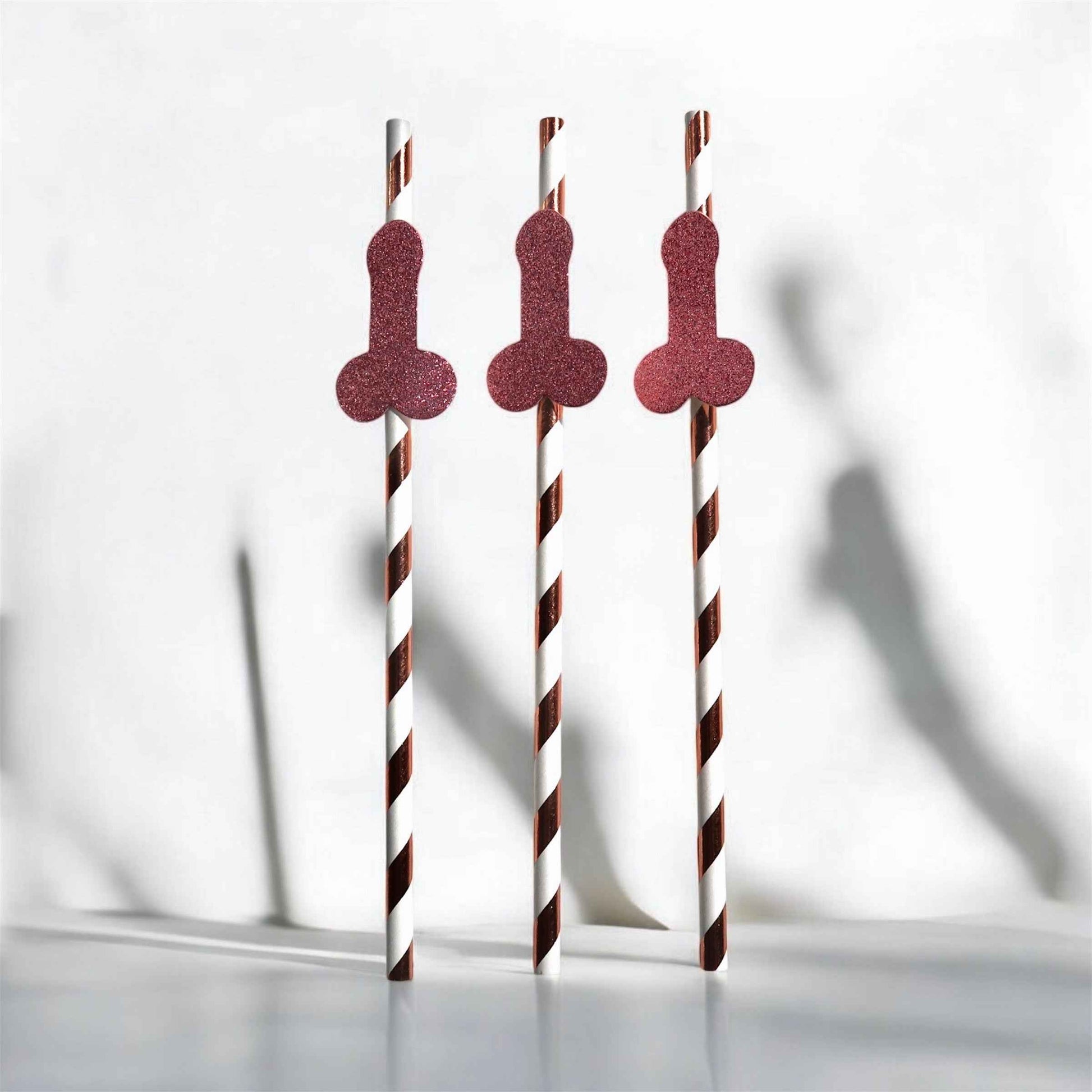 Pack of 10 Rose Gold Willy Straws