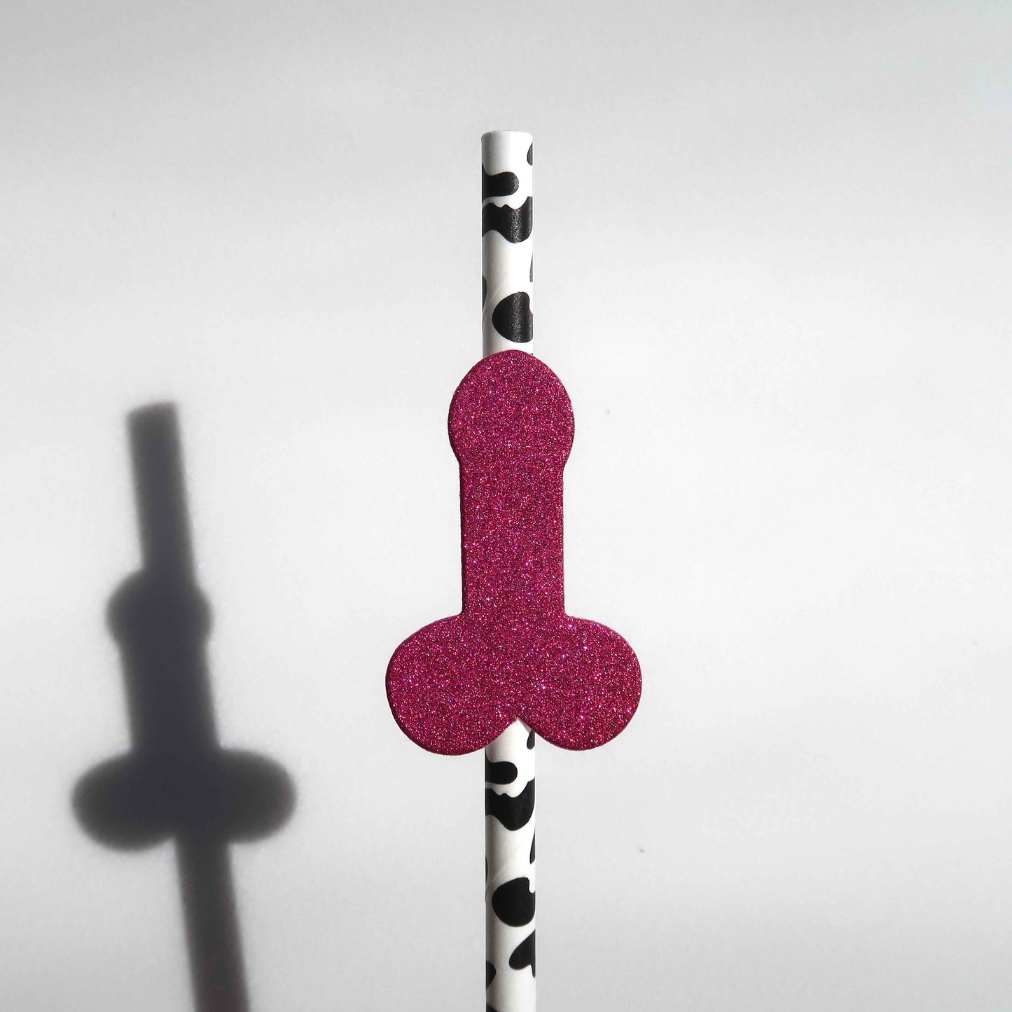 Pack of 10 Pink Glitter Willy Straws