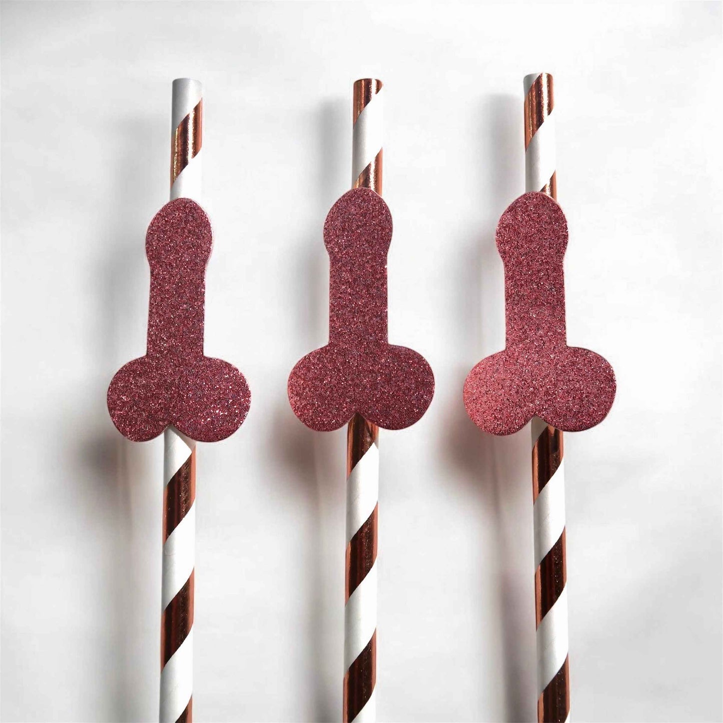 Pack of 10 Rose Gold Willy Straws
