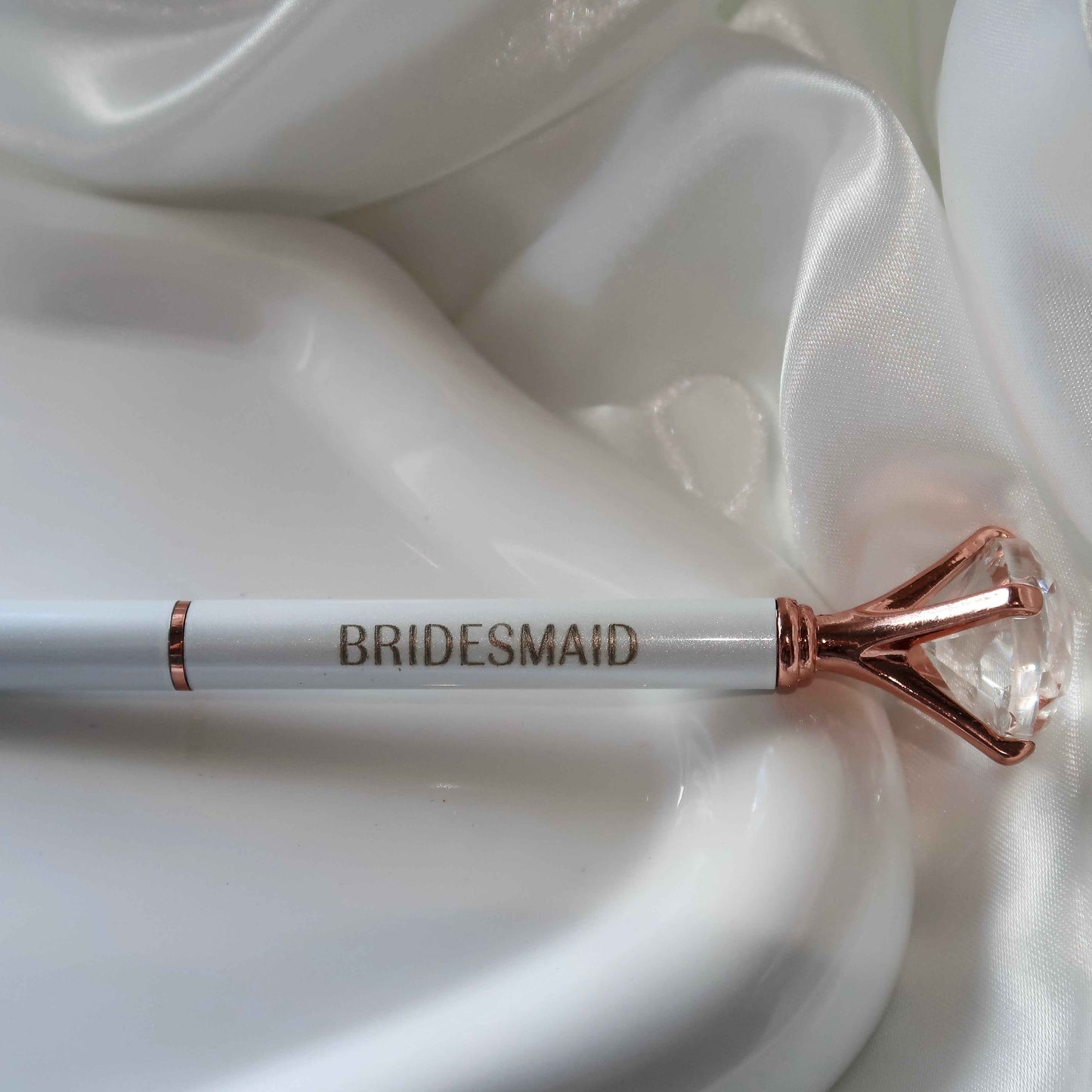White Bridesmaid Diamond-Top Pen