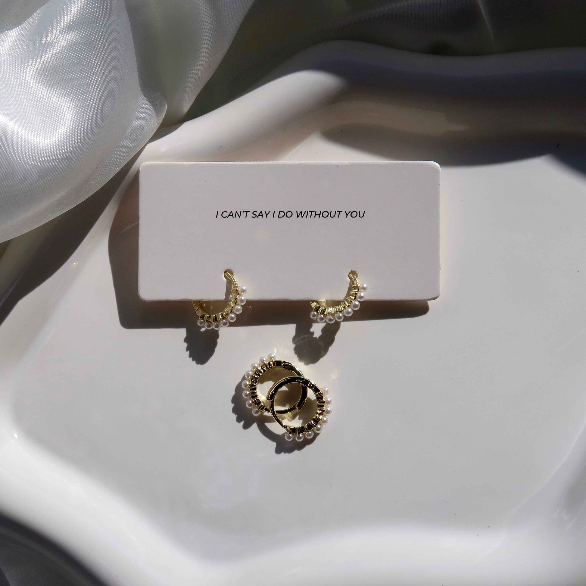 Gold Plated Pearl Hoop Earrings
