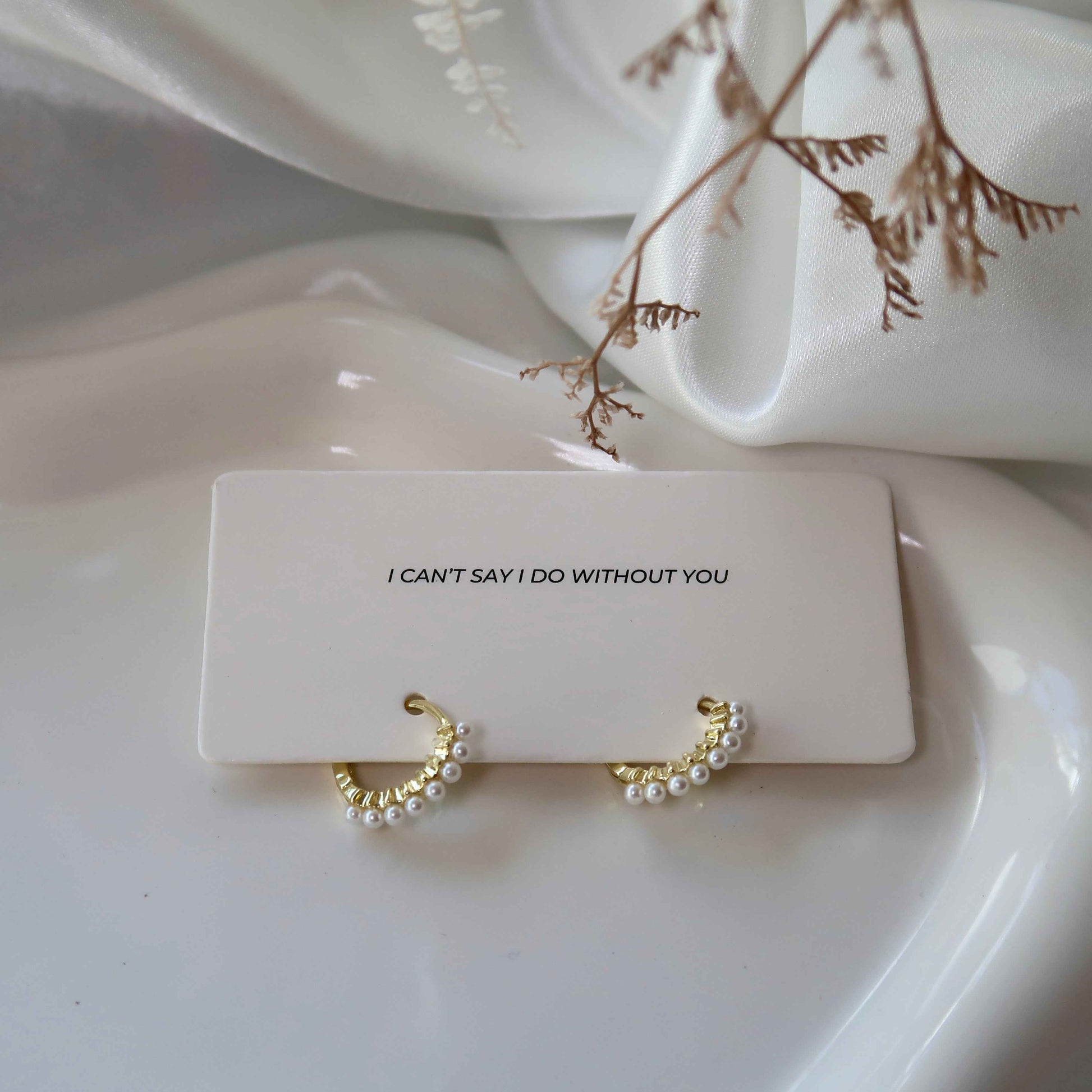 Gold Plated Pearl Hoop Earrings