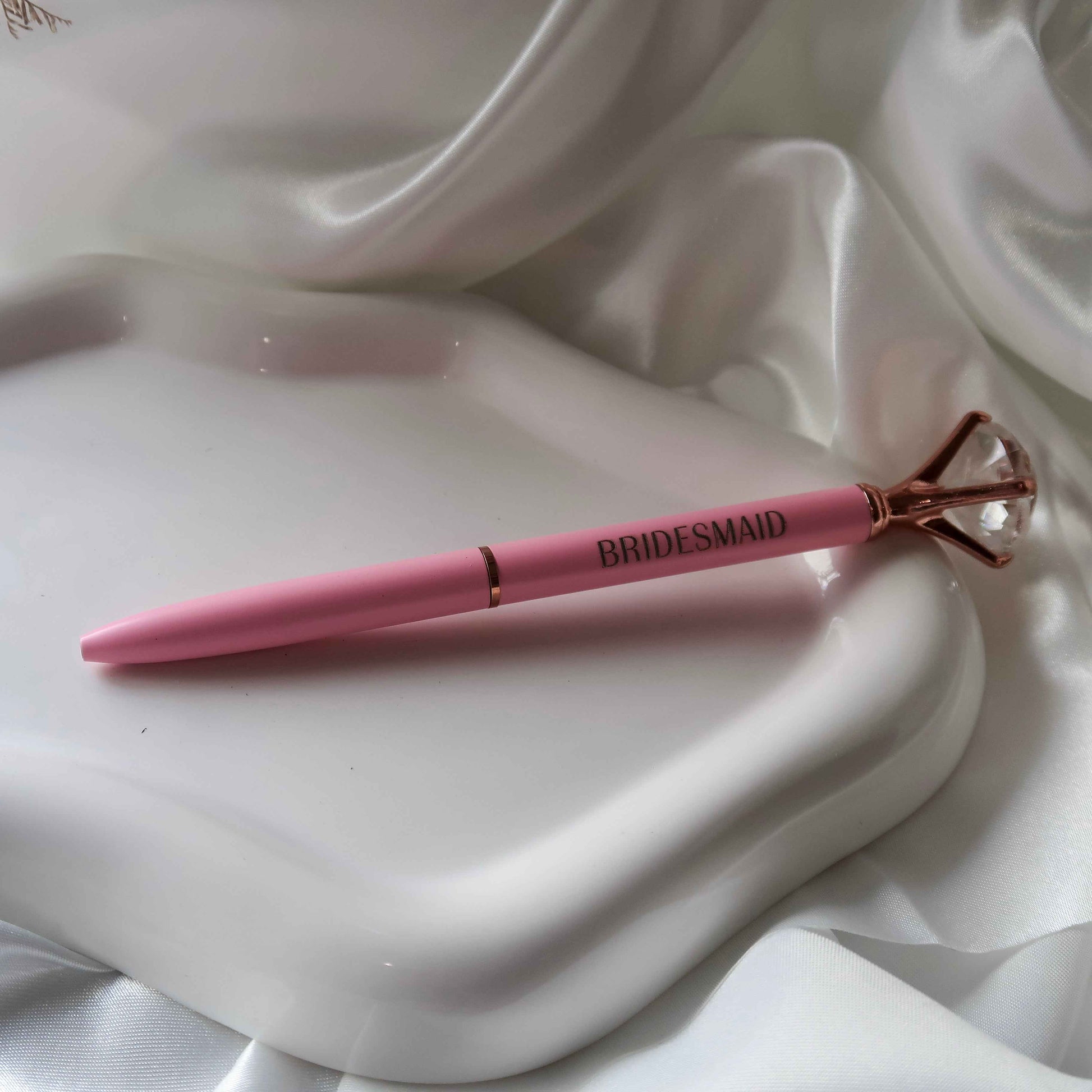Pink Bridesmaid Diamond-Top Pen